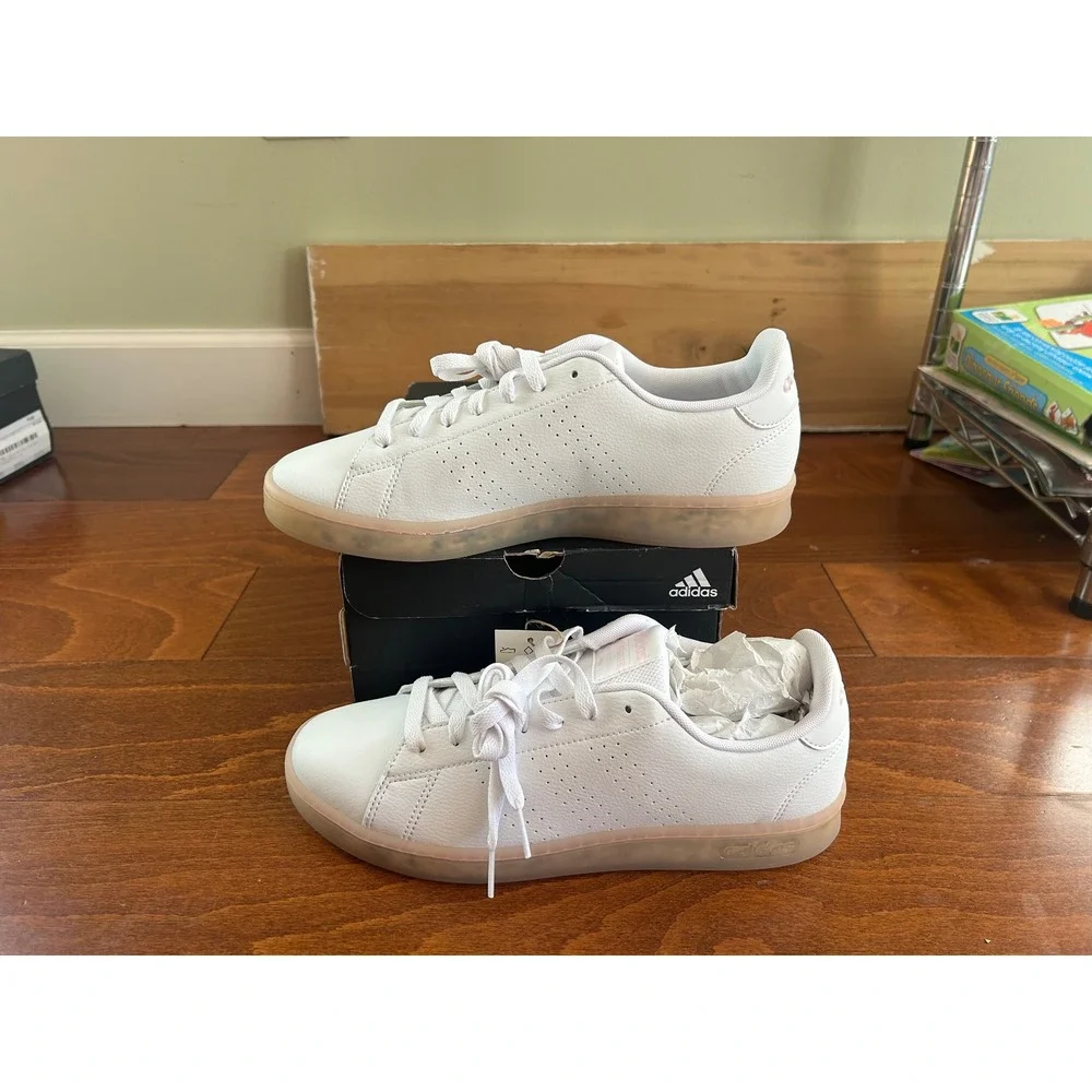 Adidas Advantage Eco Womens‎ Sneakers White Pink FY6032 Size 9.5 M NEW